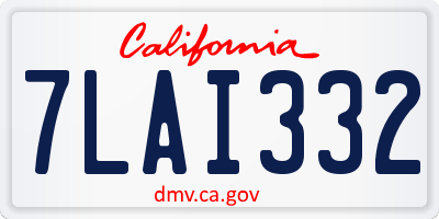 CA license plate 7LAI332