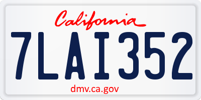 CA license plate 7LAI352