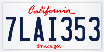 CA license plate 7LAI353