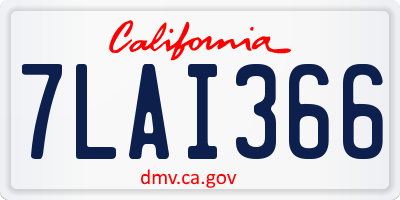 CA license plate 7LAI366