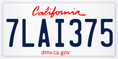 CA license plate 7LAI375