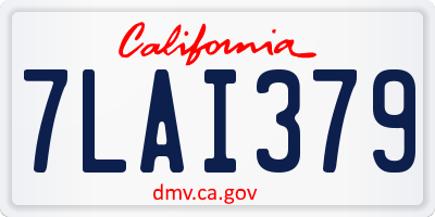 CA license plate 7LAI379