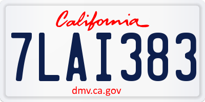 CA license plate 7LAI383