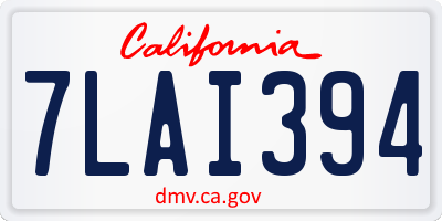 CA license plate 7LAI394