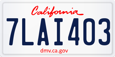 CA license plate 7LAI403