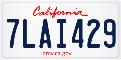 CA license plate 7LAI429