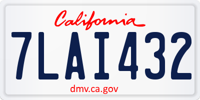 CA license plate 7LAI432