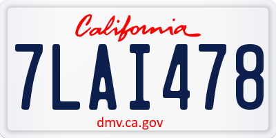 CA license plate 7LAI478