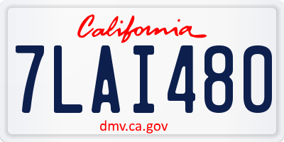 CA license plate 7LAI480