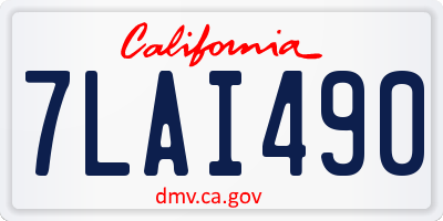 CA license plate 7LAI490