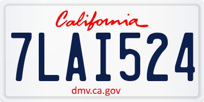 CA license plate 7LAI524