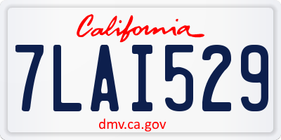 CA license plate 7LAI529