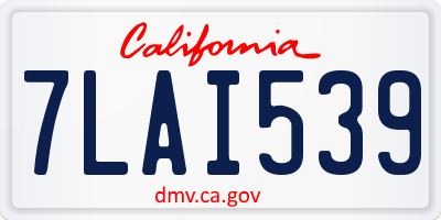CA license plate 7LAI539