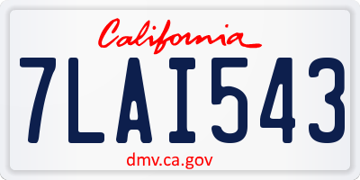 CA license plate 7LAI543