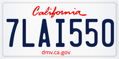 CA license plate 7LAI550