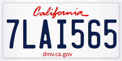 CA license plate 7LAI565