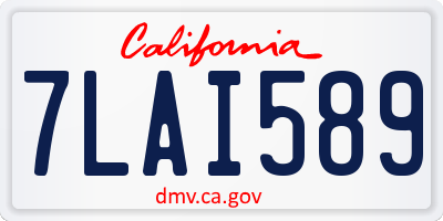 CA license plate 7LAI589