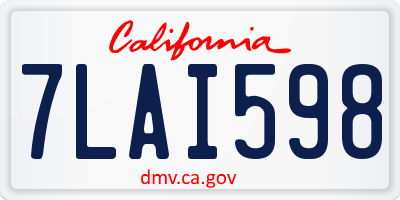 CA license plate 7LAI598