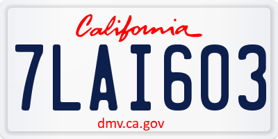 CA license plate 7LAI603