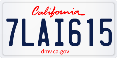 CA license plate 7LAI615