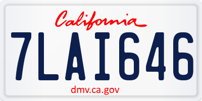 CA license plate 7LAI646