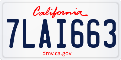 CA license plate 7LAI663