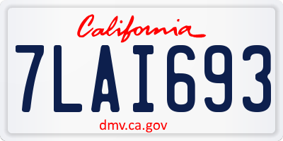 CA license plate 7LAI693