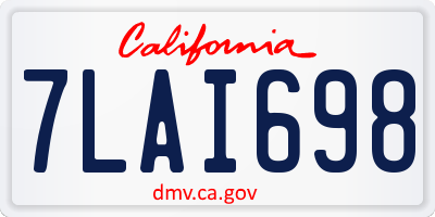 CA license plate 7LAI698