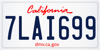 CA license plate 7LAI699