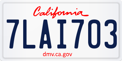 CA license plate 7LAI703