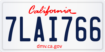 CA license plate 7LAI766