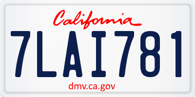 CA license plate 7LAI781