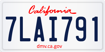 CA license plate 7LAI791