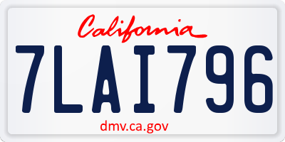 CA license plate 7LAI796