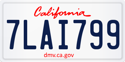 CA license plate 7LAI799