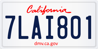 CA license plate 7LAI801