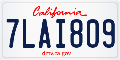 CA license plate 7LAI809