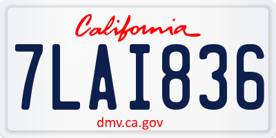CA license plate 7LAI836