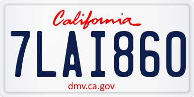 CA license plate 7LAI860