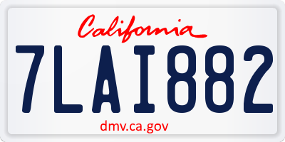 CA license plate 7LAI882