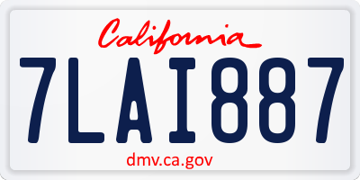 CA license plate 7LAI887