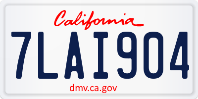 CA license plate 7LAI904