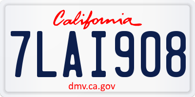 CA license plate 7LAI908