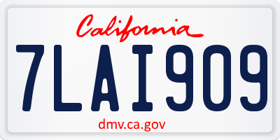 CA license plate 7LAI909