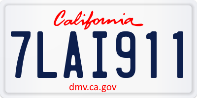 CA license plate 7LAI911