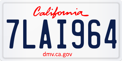 CA license plate 7LAI964