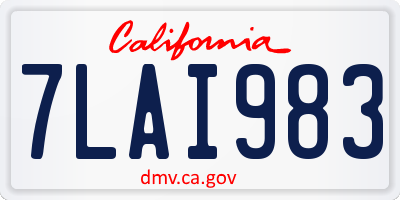 CA license plate 7LAI983