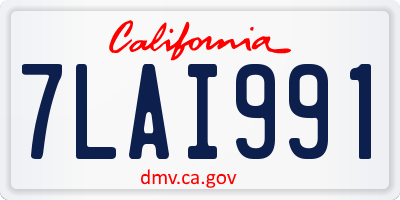 CA license plate 7LAI991