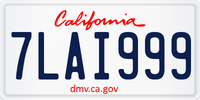 CA license plate 7LAI999