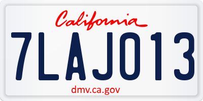 CA license plate 7LAJ013